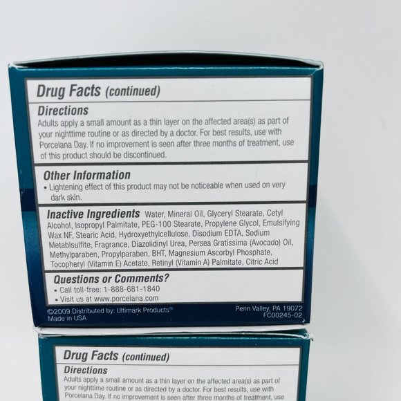 2 x Porcelana Lightening Cream Nighttime Moisturizer Hydration 3 oz New Exp 9/23 - Picture 4 of 5